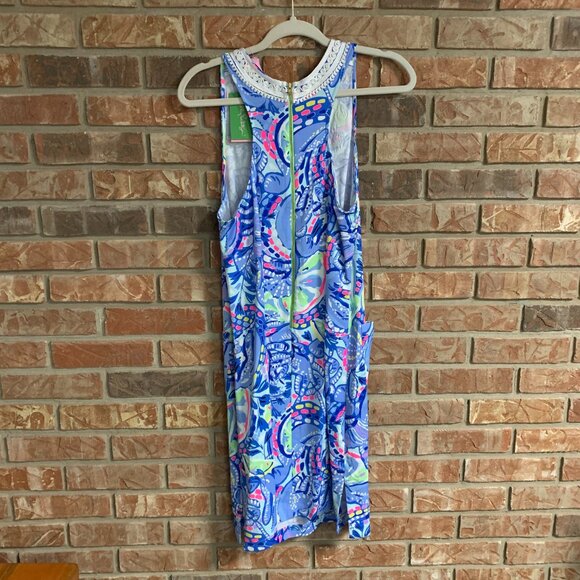 NWT Lilly Pulitzer Carlotta Blue Peri Pinch Pinch 6 Women's Stretch Shift Dress - Picture 3 of 16